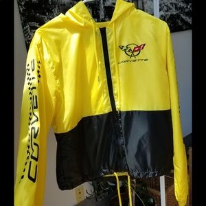 Cropped corvette statement bomber jacket.